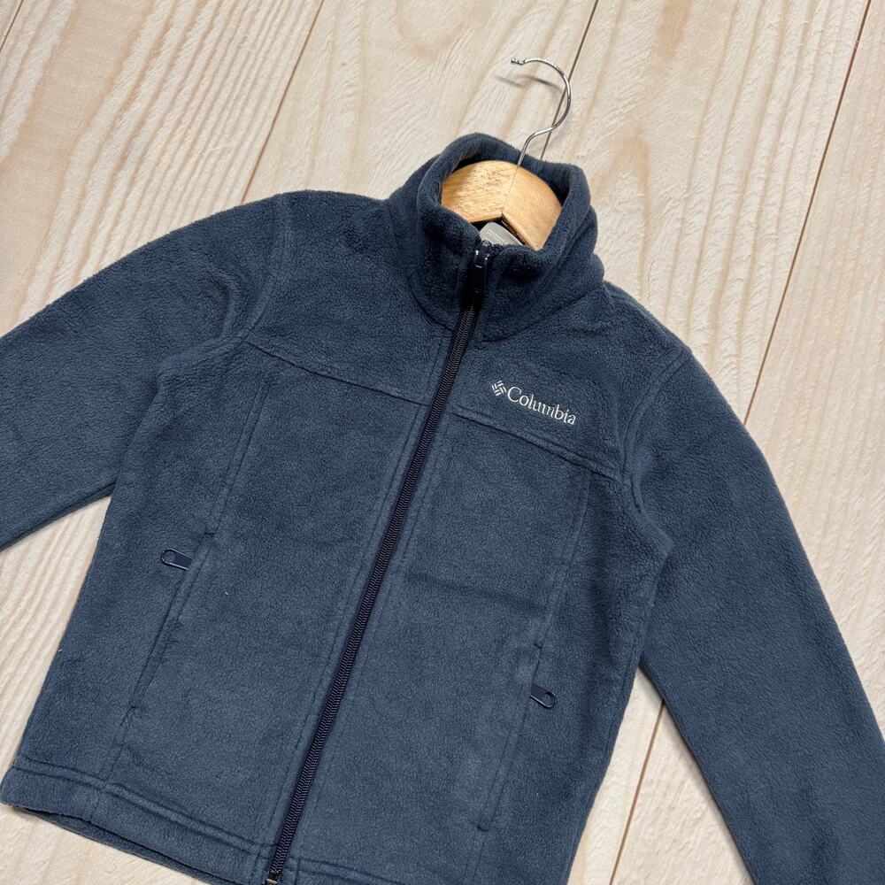 Columbia Boys Steens Mountain Size XXS (4/5) Full Zip Fleece Jacket Navy Blue